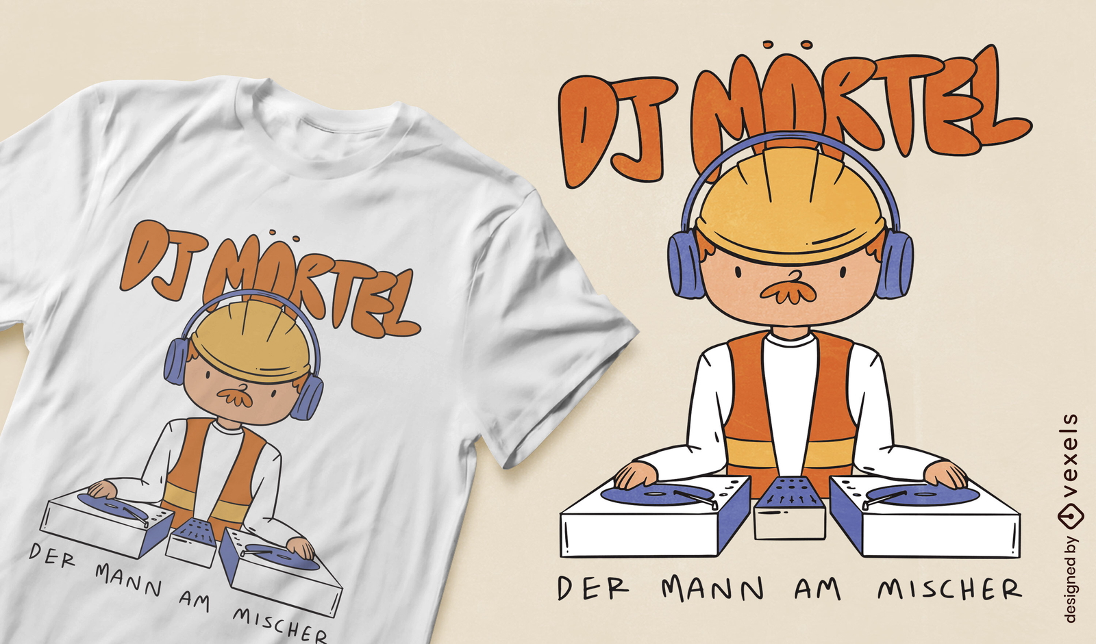 Design de camiseta dj trabalhador da construção civil