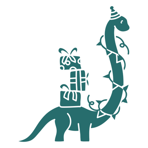 Dinosaurio cargando sus regalos de cumpleaños Diseño PNG
