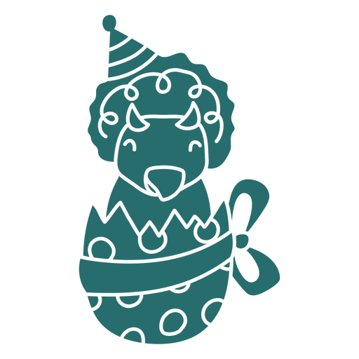Cute dinosaur in an egg celebrating its birthday PNG Design