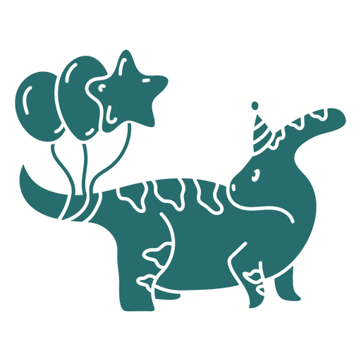 Cute dinosaur with birthday balloons in its tail PNG Design