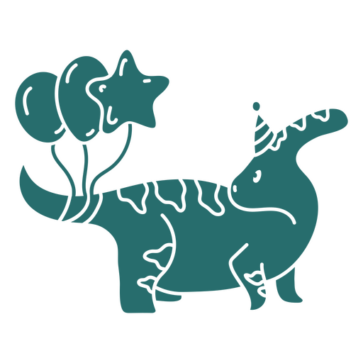 Süßer Dinosaurier mit Geburtstagsballons im Schwanz PNG-Design