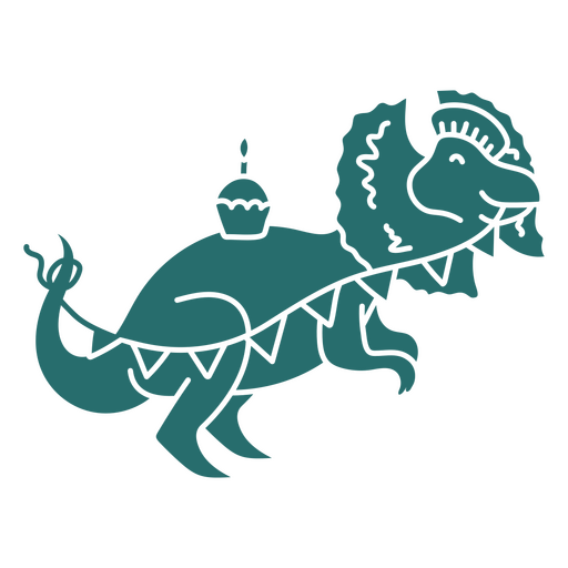 Lindo dinosaurio con una magdalena de cumpleaños en la espalda Diseño PNG