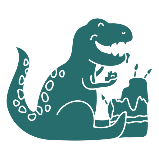 Netter Dinosaurier, der seinen Geburtstagskuchen genießt PNG-Design