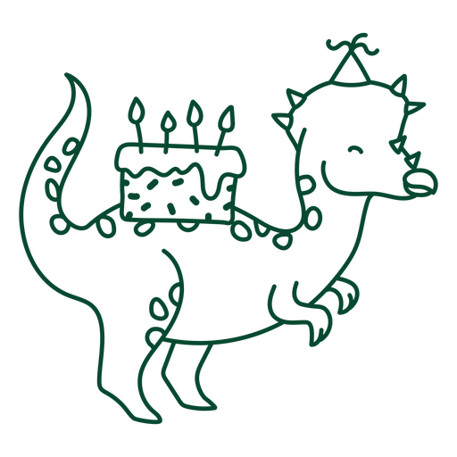 Dinossauro de aniversário fofo comemorando seu dia especial Desenho PNG