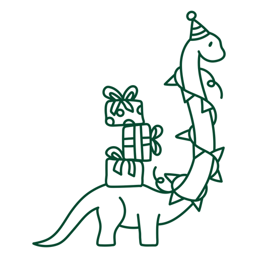 Dinossauro de aniversário fofo com presentes em seu dia especial Desenho PNG