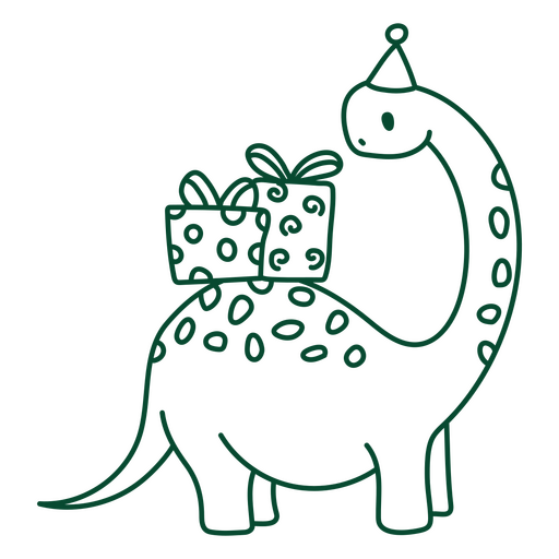 A dinosaur carrying its birthday presents PNG Design