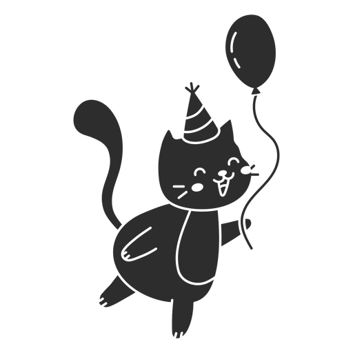 balão de aniversário cortado gato Desenho PNG