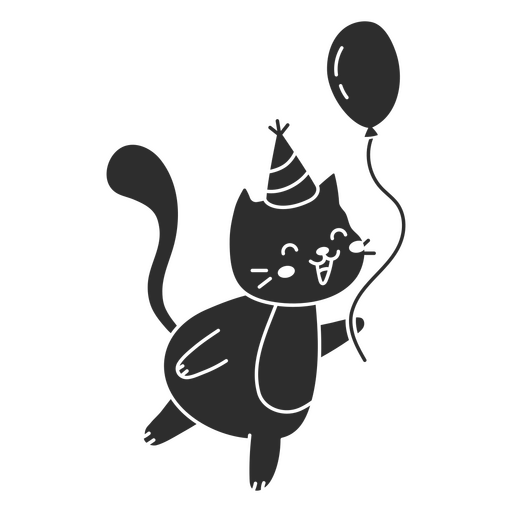 Globo de cumpleaños recortado de gato Diseño PNG