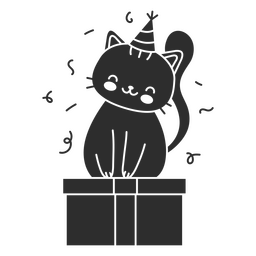 Gato cortou presente de aniversário Desenho PNG