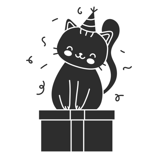 Cat cut out birthday gift PNG Design