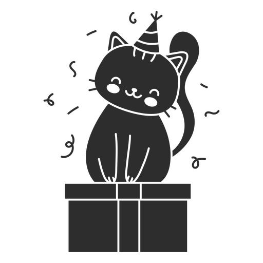 Gato cortou presente de aniversário Desenho PNG