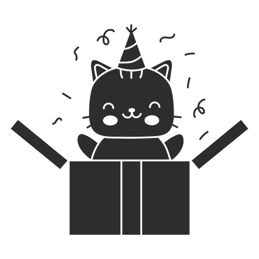 Gato cortou presente de aniversário Desenho PNG