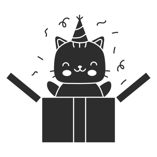 Katze hat Geburtstagsgeschenk ausgeschnitten PNG-Design
