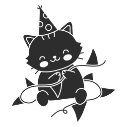 Decoração de aniversário cortada com gato Desenho PNG