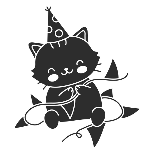 Decoração de aniversário cortada com gato Desenho PNG