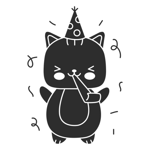 Celebración de cumpleaños recortada de gato Diseño PNG