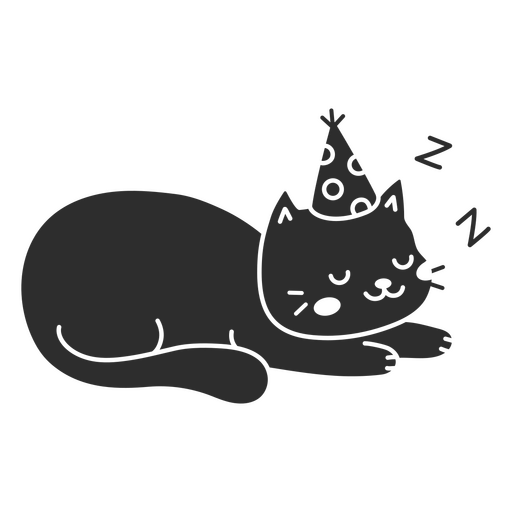 Cat cut out birthday sleeping PNG Design
