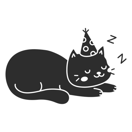 Gato cortado de aniversário dormindo Desenho PNG