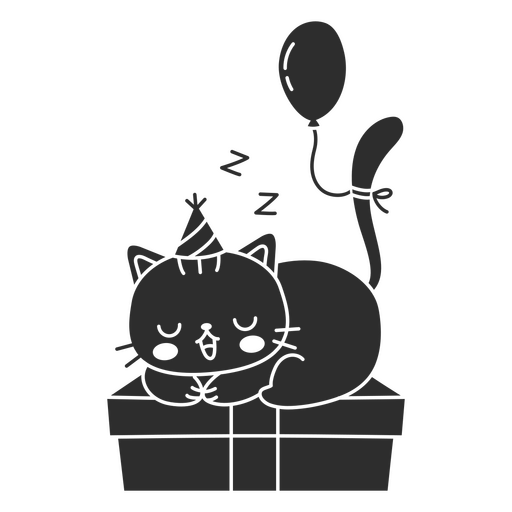 balão de presente de aniversário cortado gato Desenho PNG