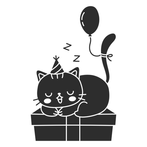 Cat cut out birthday gift balloon PNG Design