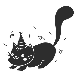 Gorro de cumpleaños recortable gato kawaii Diseño PNG