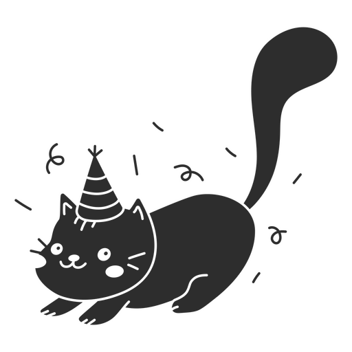 Chapéu de aniversário cortado kawaii de gato Desenho PNG