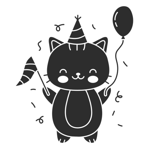 Balão recortado gato kawaii Desenho PNG