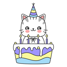 Gato lindo pastel de cumpleaños Diseño PNG