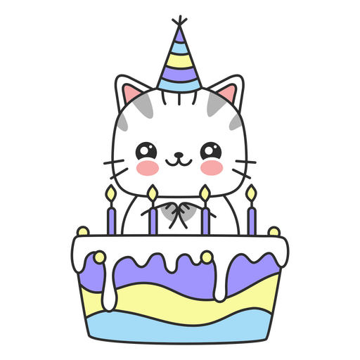 Cat cute birthday cake PNG Design