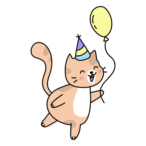 balão de aniversário fofo de gato Desenho PNG