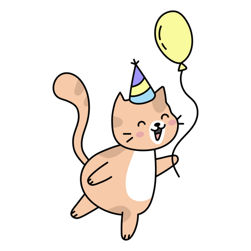 Cat cute birthday balloon PNG Design