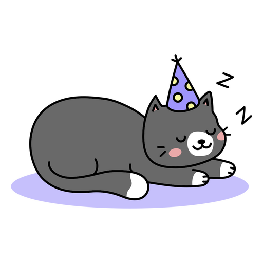 Cat cute birthday sleeping PNG Design