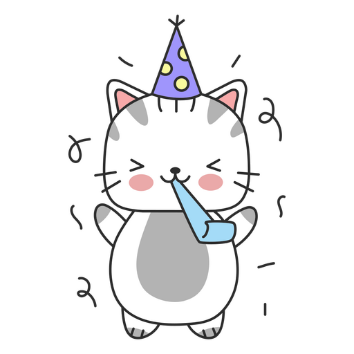 Aniversário fofo de gato comemorando Desenho PNG