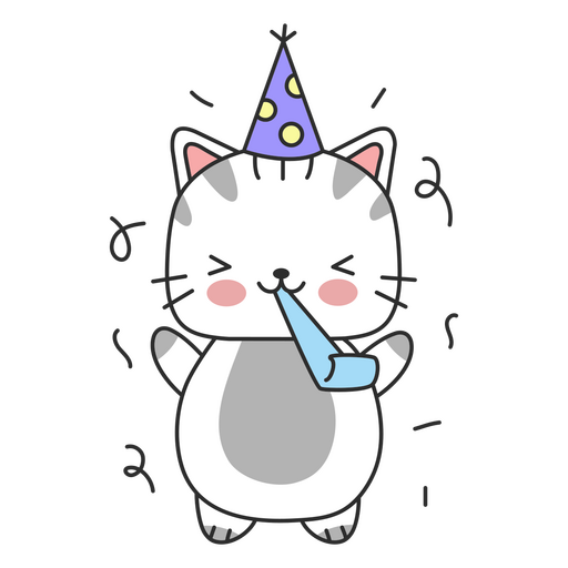 Cat cute birthday celebrating PNG Design