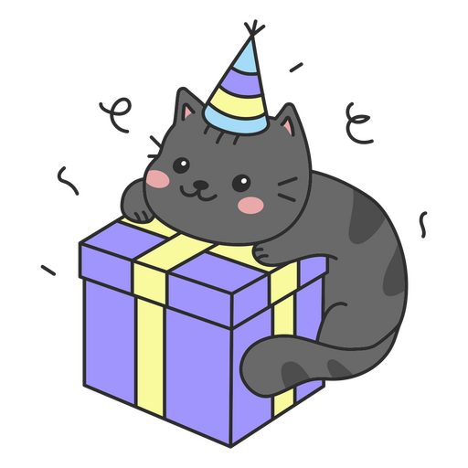 Cat cute birthday present PNG Design