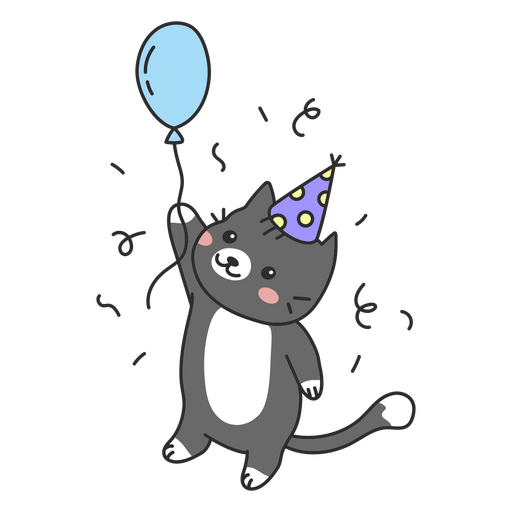 balão de festa de aniversário fofo de gato Desenho PNG