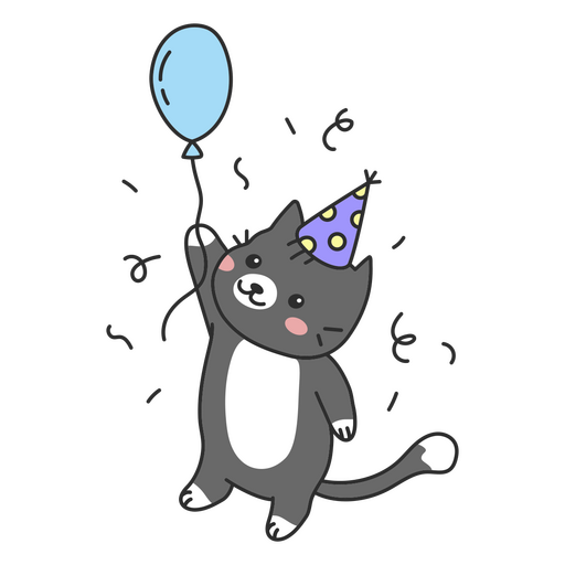 Katze süßer Geburtstagsfeierballon PNG-Design
