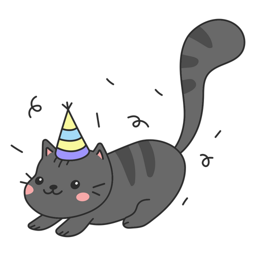 chapéu de aniversário fofo de gato Desenho PNG