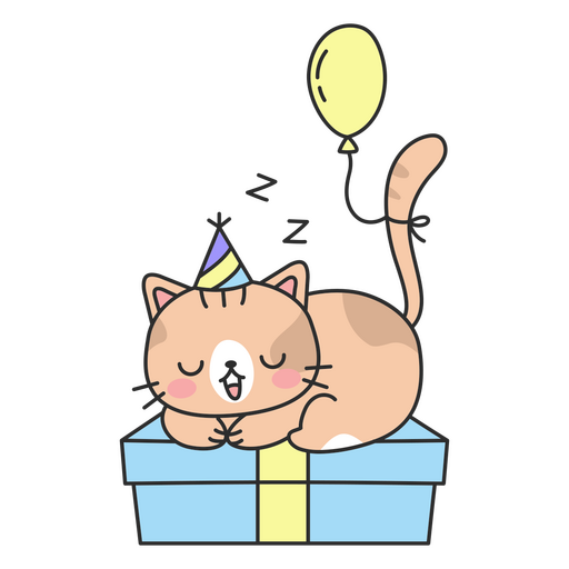 balão de presente de aniversário fofo de gato Desenho PNG