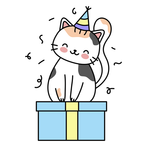 Birthday cute cat gift PNG Design