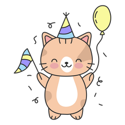 Birthday cute cat balloon PNG Design
