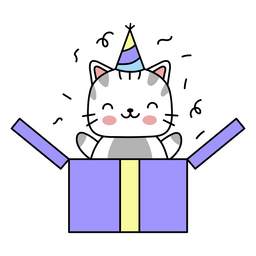 Birthday cute cat present PNG Design