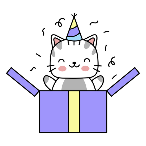 Aniversário lindo gato presente Desenho PNG