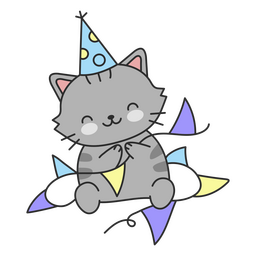 Aniversário lindo gato deco Desenho PNG