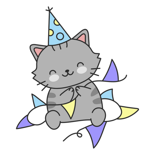 Aniversário lindo gato deco Desenho PNG