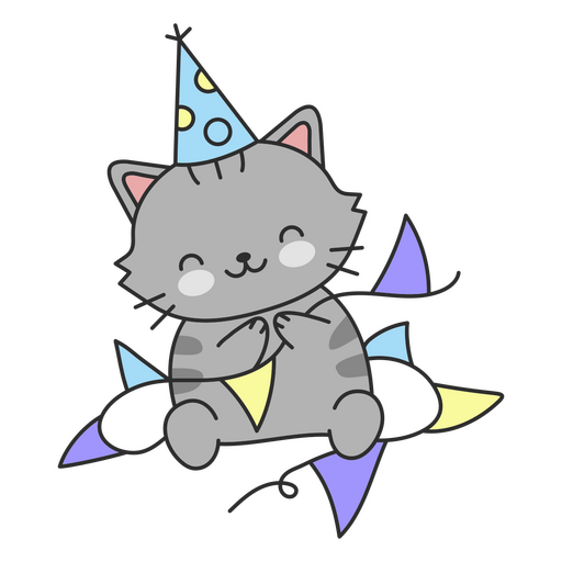 Birthday cute cat deco PNG Design