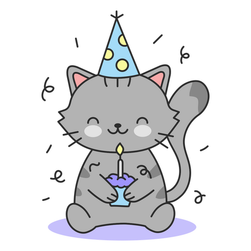 Birthday cat cute cupcake PNG Design