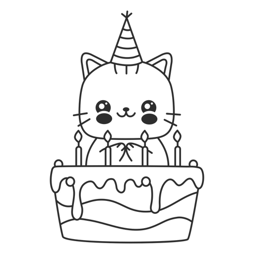 Bolo de aniversário cheio de gato Desenho PNG