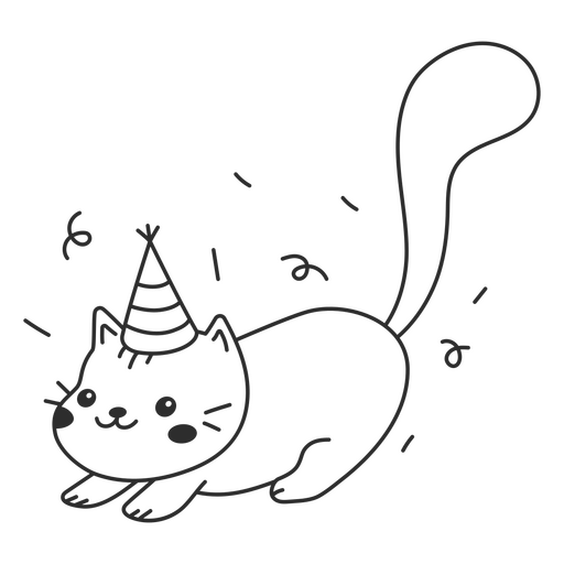 chap?u de anivers?rio cheio de gato Desenho PNG