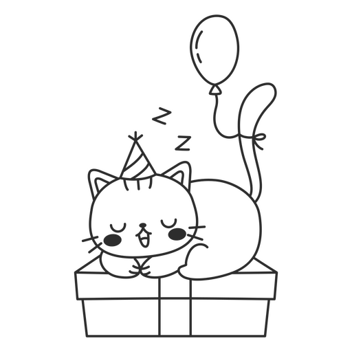 Balão de presente de aniversário cheio de gato Desenho PNG